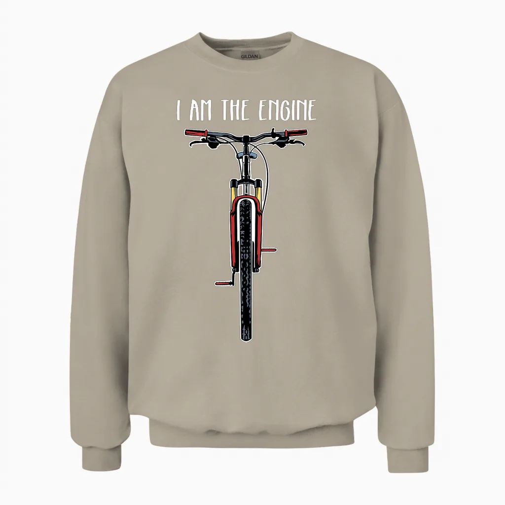 Funny Bicycle I Am the Engine T-Shirt Small Unisex Sweatshirt in Sand
