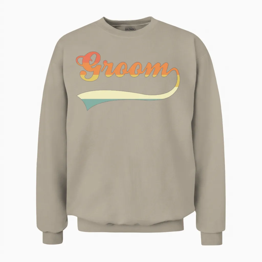 Groom Lettering Retro Unisex Sweatshirt in Sand