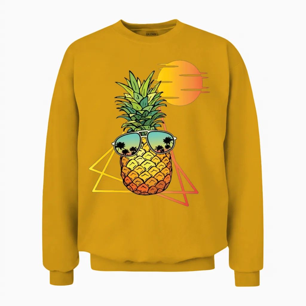 80's Retro Pineapple Unisex Sweatshirt in Gold