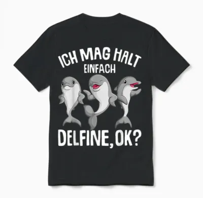 Ich Mag Halt Dolphin Girls' Children's T-Shirt, Black, S Unisex T-Shirt - Black