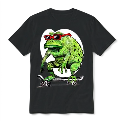 Skater Froggie Unisex T-Shirt - Black