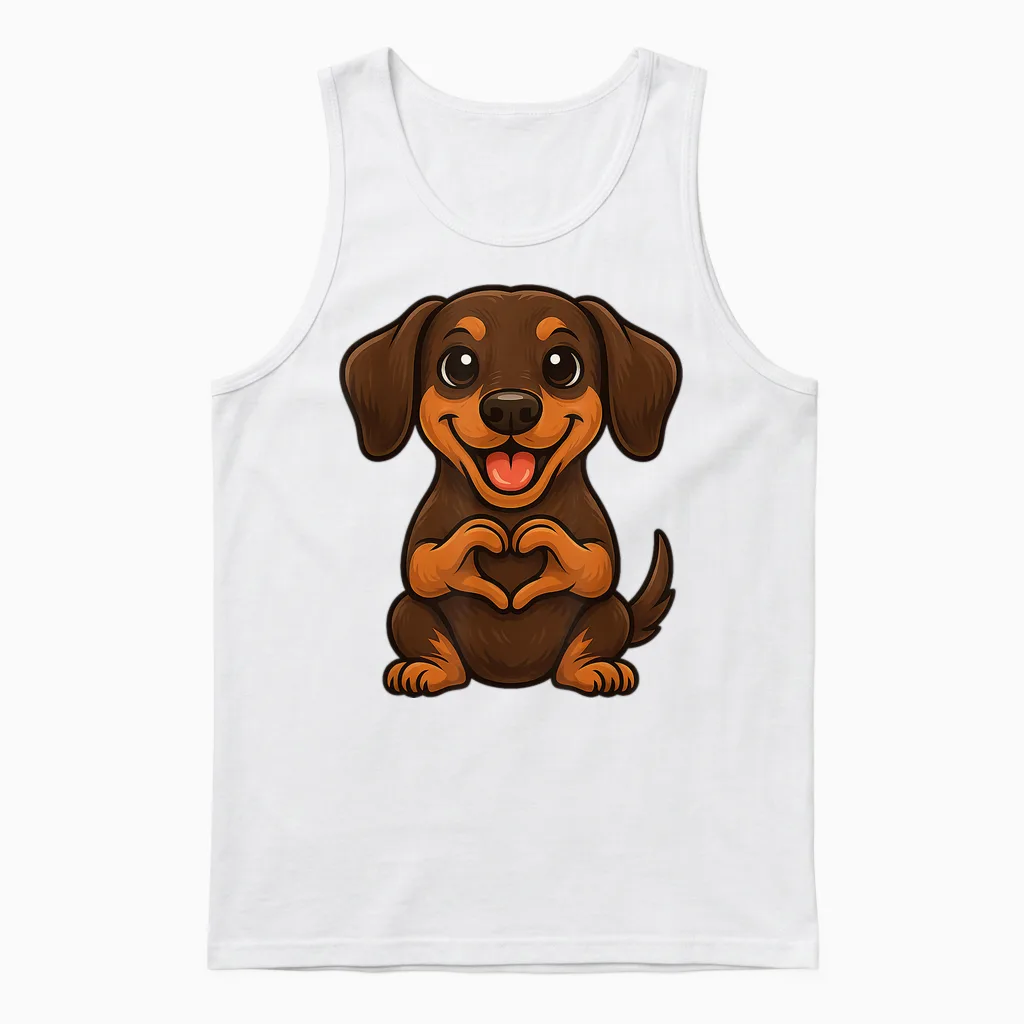 Dackel Mit Herz | Süßer Dackel Mit Herzsymbol Unisex Tank Top in White