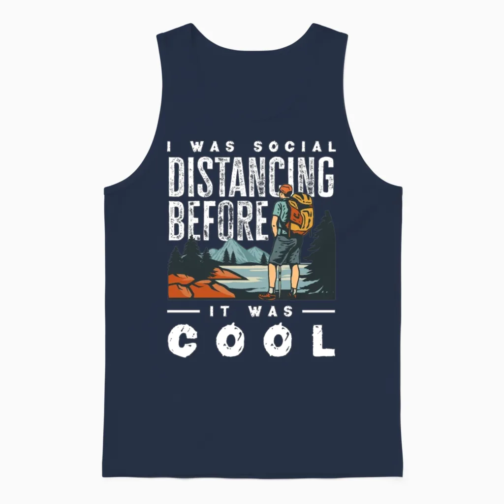 Funny Hiking Hiker Gift & Outdoors Gift Unisex Tank Top in Navy