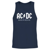 Ac/dc Back in Black Album White Logo Unisex Tank Top - Navy – 2