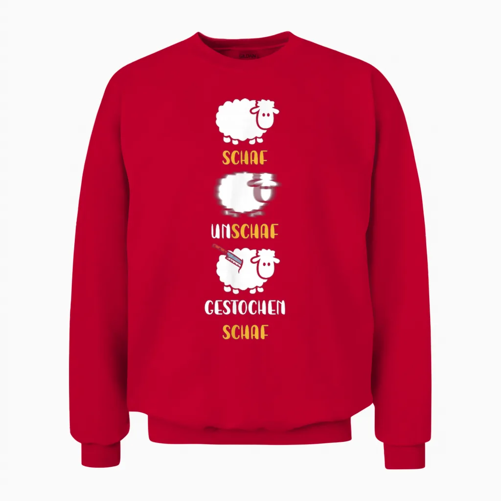 Sheep, Unschaf, Rock Sheep, Word Play Photographer T-Shirt, Black Unisex Sweatshirt in Red