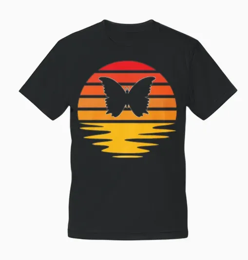 Butterfly Retro Unisex T-Shirt - Black