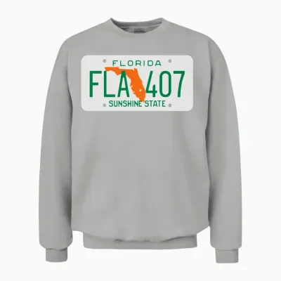 Retro Florida License Plate Fla 407 Unisex Sweatshirt - Ash