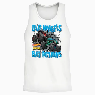 Hot Wheels - Monster Trucks Big Wheels Big Actions Unisex Tank Top - White