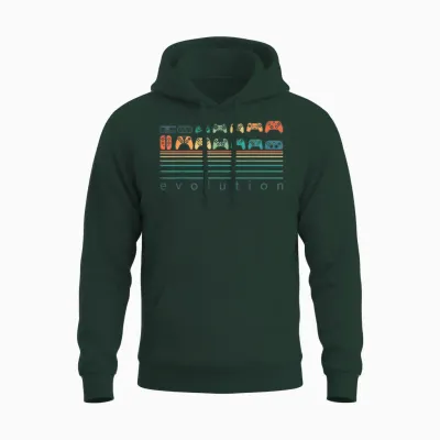 Video Game Controller Evolution 80s 90s Retro Gaming Gamer Unisex Hoodie - Forest
