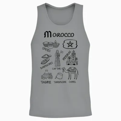 Maroc Souvenir Voyage Drapeau Marocain Casbah Chameau Cadeau Unisex Tank Top - Sport Grey