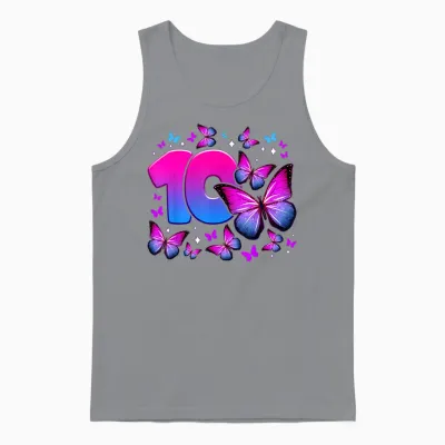 Birthday Girl 10 Years Old Butterfly Number 10 Unisex Tank Top - Sport Grey
