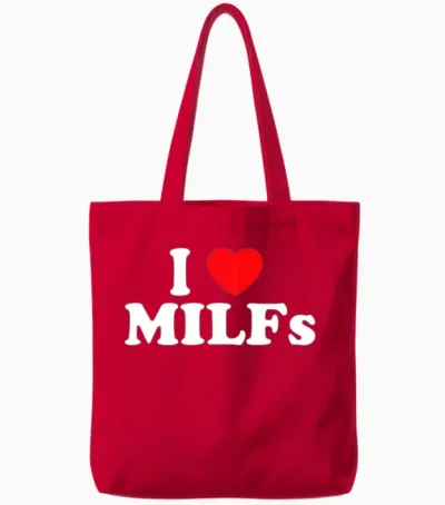 Funny I Love Milfs I Heart Milfs Pullover Tote Bags - Red