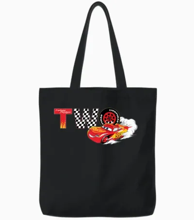 Disney & Pixar's Cars Numbers 2 Second 2nd Birthday Party Tote Bags - Black