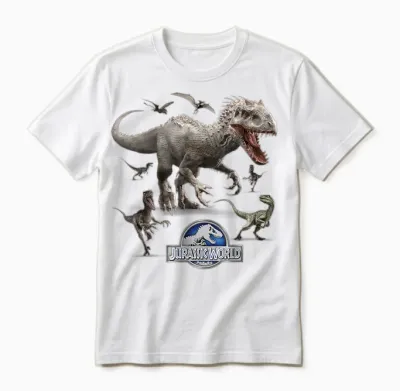Jurassic World Indominus Rex Raptor Run T-Shirt Small Unisex T-Shirt - White
