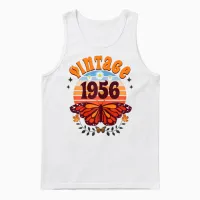Vintage Année 1956 Papillon 70 Ans Anniversaire Femme Unisex Tank Top in White - 1