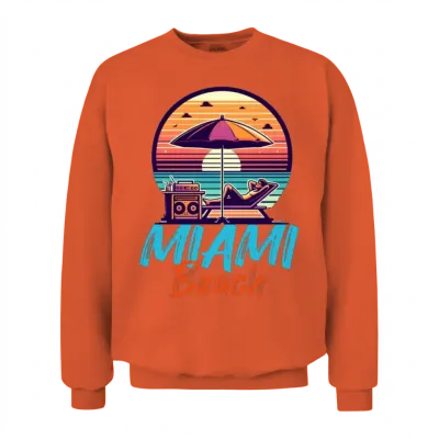 Miami Beach Retro Sunset Unisex Sweatshirt - Orange