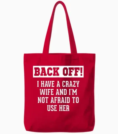 Funny Husband Gifts Men, Crazy Wife Sarcastic Husband Tote Bags - Red