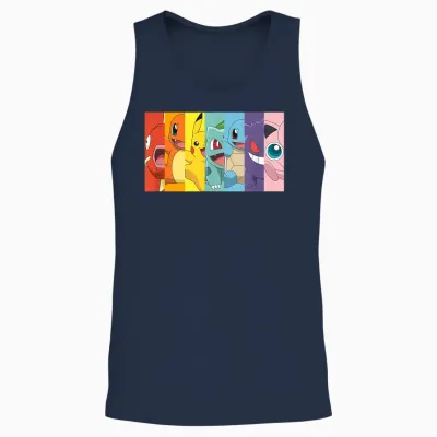 Pokémon Group Shot Poke Portrait Rainbow Unisex Tank Top - Navy