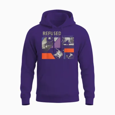 Rejected - Official Merchandise - the Shape of the Coming Punk T-Shirt, Black Unisex Hoodie - Purple