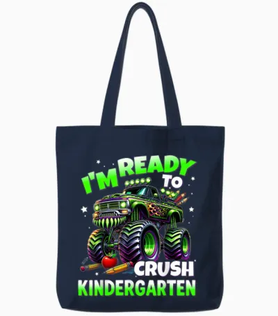 I'm Ready to Crush Kindergarten Monster Truck Boys Tote Bags - Navy