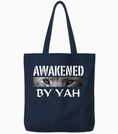 Lion Eyes Awakened by Yah Apparel Hebrew Israelite Tote Bags - Navy