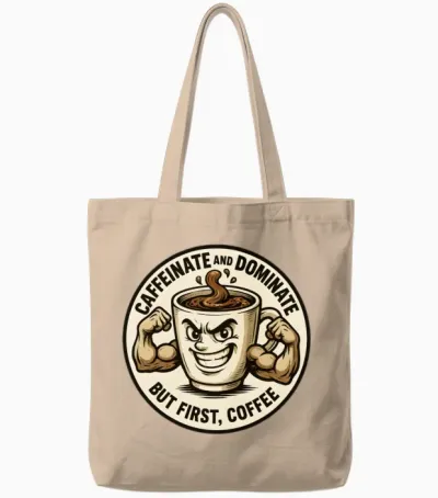 Caffeinate Tote Bags - Natural