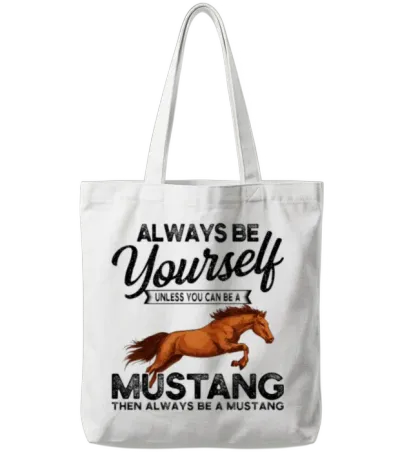 Mustang Horse Tote Bags - White