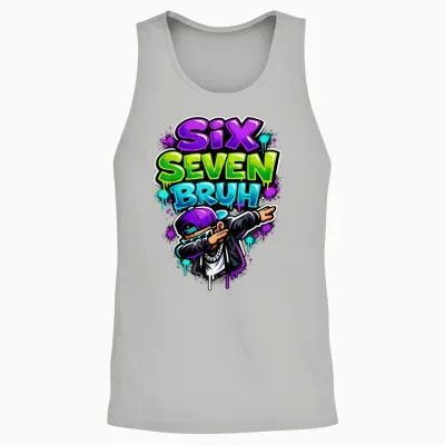 Six Seven Bruh - Dabbing Boy Graffiti Unisex Tank Top - Ash
