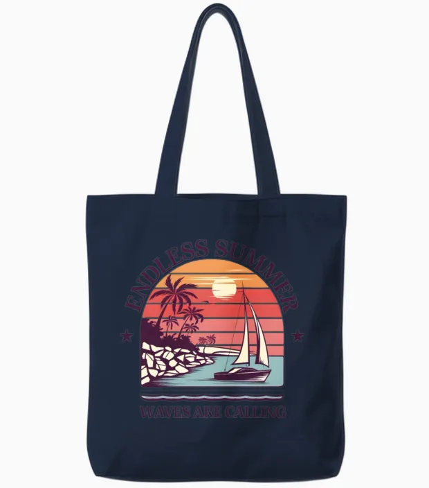 Waves Are Calling 1 Tote Bags in Navy