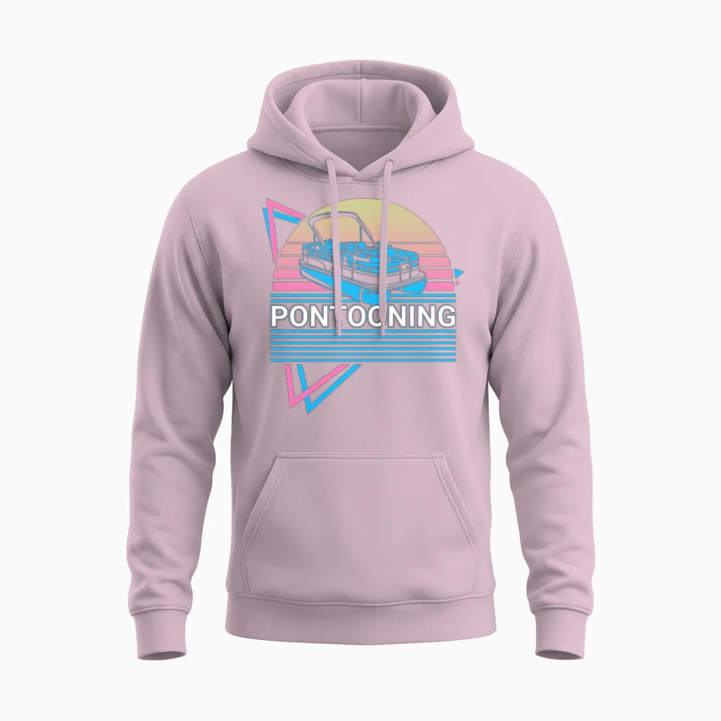 Pontooning Poonton Boat Retro Unisex Hoodie - Light Pink