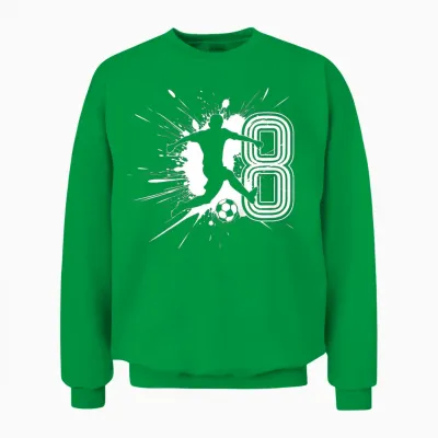 Kinder 8. Geburtstag Junge 8 Jahre Fussballer Fussball Geburtstags Unisex Sweatshirt - Irish Green