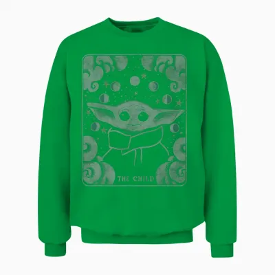 Star Wars Mandalorian the Child Tarot Card Unisex Sweatshirt - Irish Green