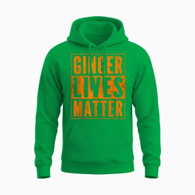 Funny Ginger Lives Matter Old School Graphic Redhead Unisex Hoodie - Irish Green