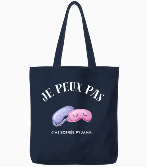 I Can't, I Have Sleepover T-Shirt, Black, S Tote Bags - Navy