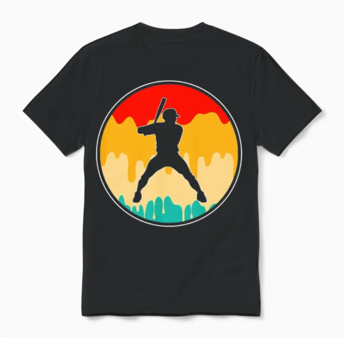 Baseball Retro & Softball Gift Unisex T-Shirt in Black
