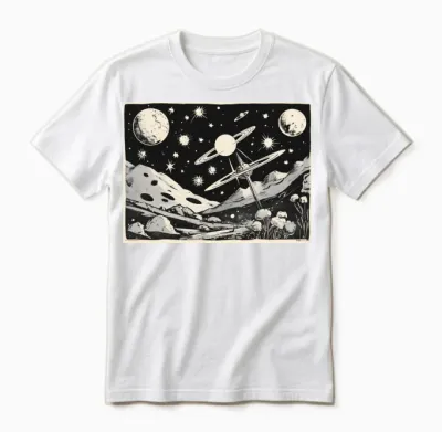 Retro Planets, Stars and Galaxies Unisex T-Shirt - White