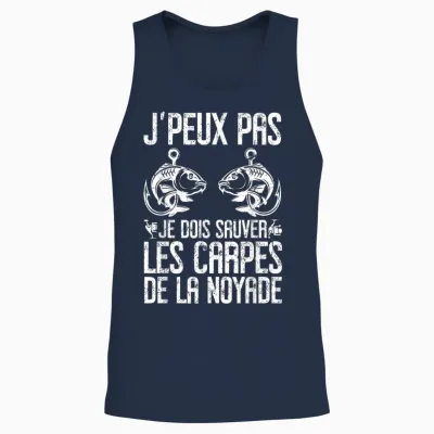 Carp Carpist Humour | Carp Fisherman | Fish T-Shirt, Black, S Unisex Tank Top - Navy