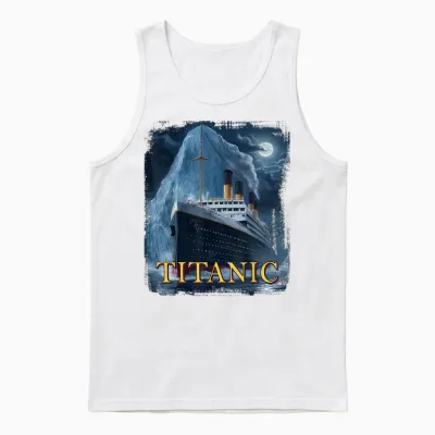 Titanic Cruise Ship Graphic Hit Iceberg April 15th 1912 T-Shirt, Small, Black Unisex Tank Top - White