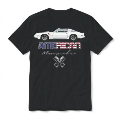 American Muscle Cameo White W Orange Graphics Unisex T-Shirt - Black