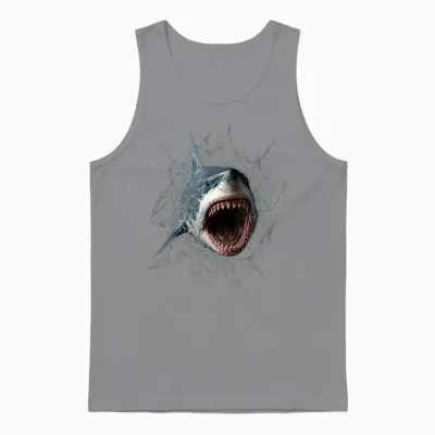 Cadeau Original Effet Optique Grand Requin Blanc Trompe œil Unisex Tank Top - Sport Grey