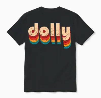 Retro Dolly Name Unisex T-Shirt - Black