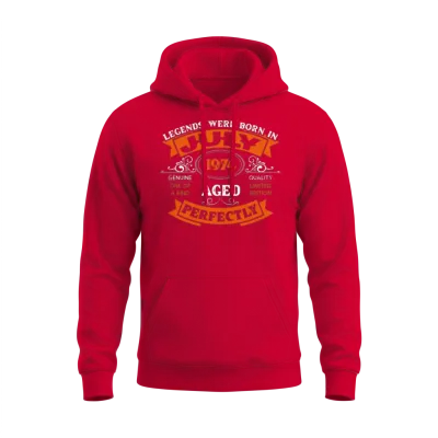Legends Were Born in July 1974 Birthday Unisex Hoodie - Red