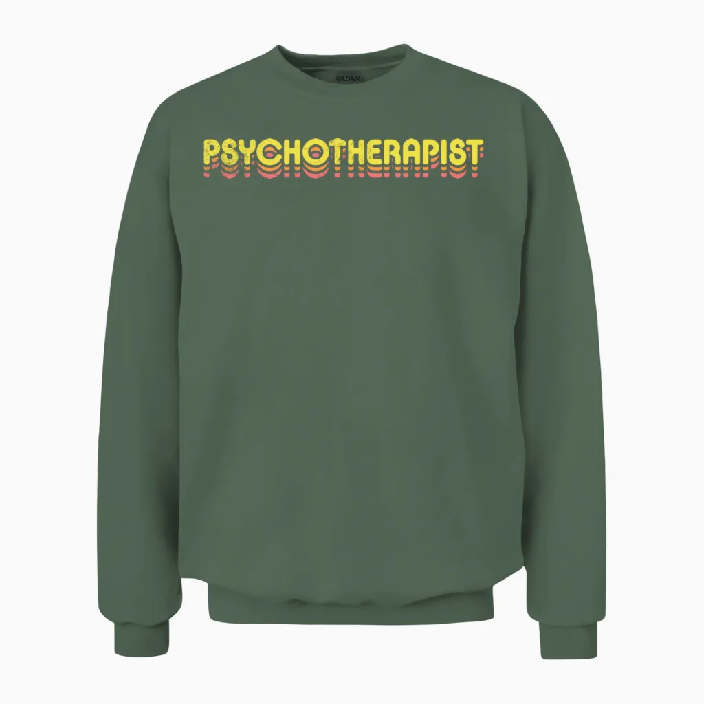 Retro Psychotherapist Unisex Sweatshirt in Military Green