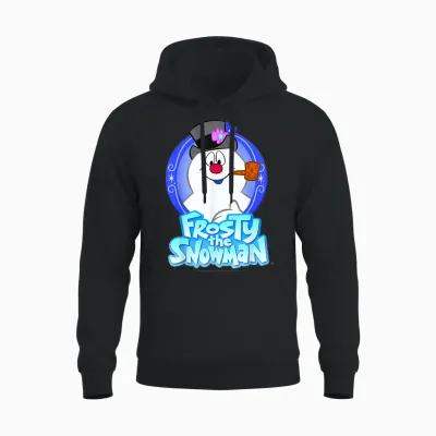 Frosty the Snowman Portrait Logo Unisex Hoodie - Black