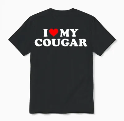 I Love Cougars Cougar Humor Valentine's Day 3bk1 Unisex T-Shirt - Black