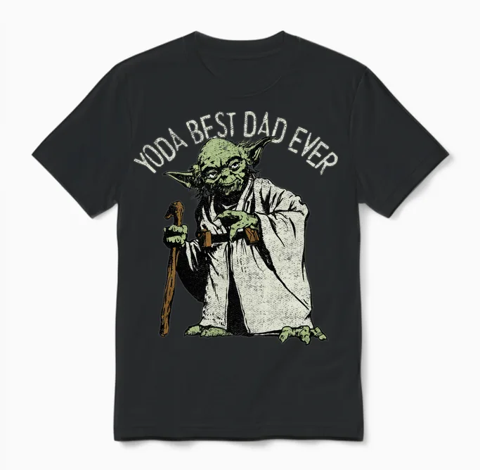 Star Wars Yoda the Best Dad Portrait Long Sleeve T-Shirt, Black, S Unisex T-Shirt in Black