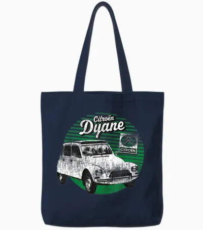 Citroën Dyane Car and Logo T-Shirt, Grey, S Tote Bags - Navy