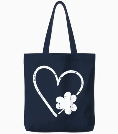 St. Patricks Day Herz Kleeblatt Kleeblatt Damen Mädchen Kinder Tote Bags - Navy
