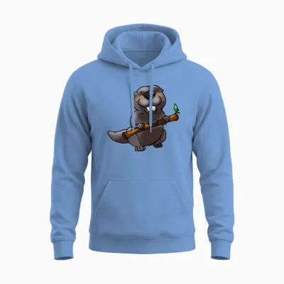 Funny Beaver Cartoon Unisex Hoodie - Carolina Blue