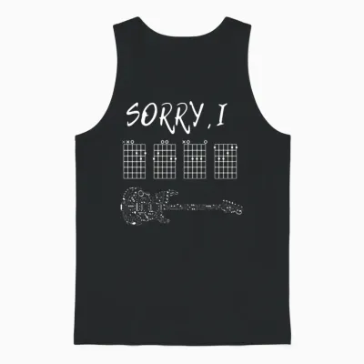 Sorry I-Dgaf Funny Hidden Message Guitar Chords Unisex Tank Top - Black